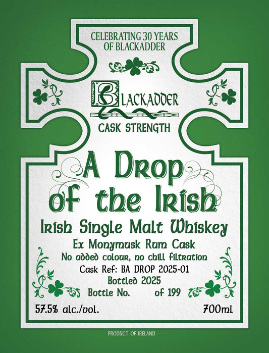 Blackadder A Drop of the Irish, Irish single malt, ex-Monymusk rum cask, label