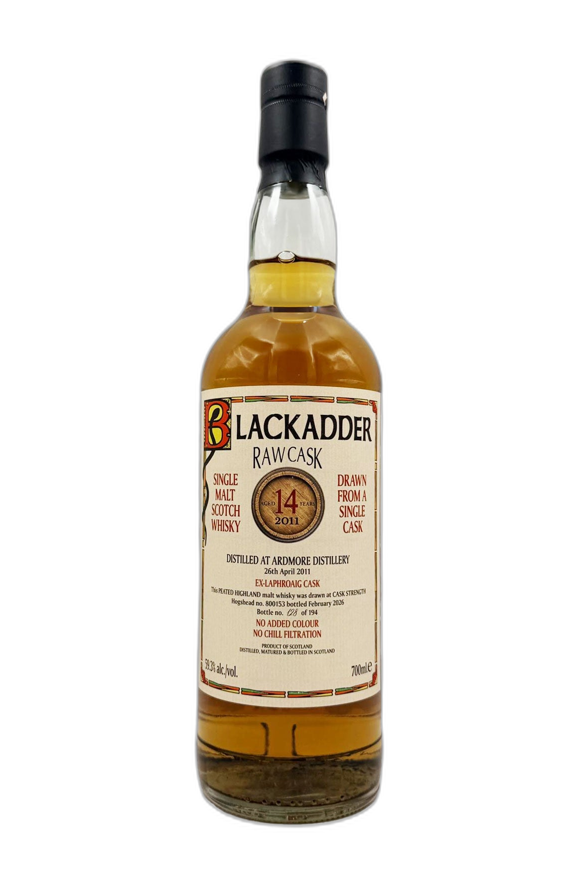 Blackadder Raw Cask Ardmore 14 Year Old Ex-Laphroaig Cask bottle