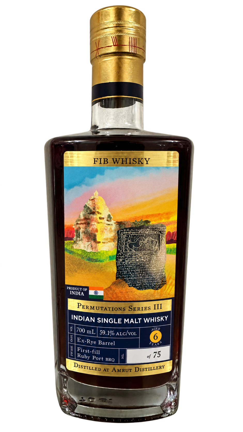 Fib Whisky Amrut 6 Year Ruby Port Barrique Finish, Permutations Series III, bottle