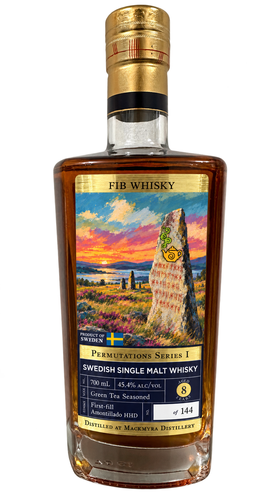 Fib Whisky Mackmyra 8 Year Green Tea Cask, Amontillado Finish, Permutations Series I, bottle