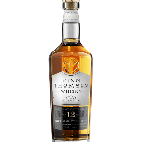 Finn Thomson Whisky Blair Athol 12 Year Old single cask bottle