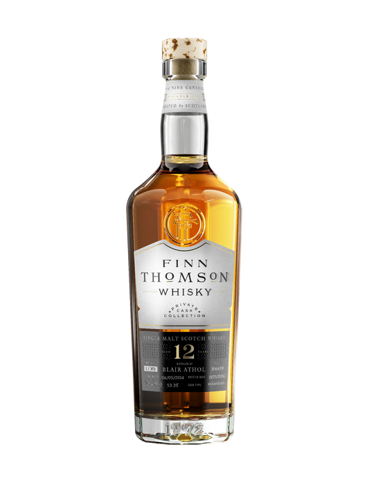 Finn Thomson Whisky Blair Athol 12 Year Old single cask bottle