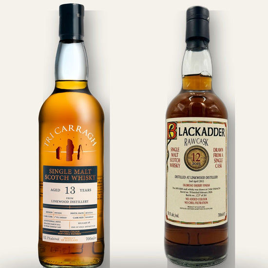 The Linkwood Duo: Tri Carragh 13 Year PX Finish and Blackadder Raw Cask 12 Year Oloroso Finish