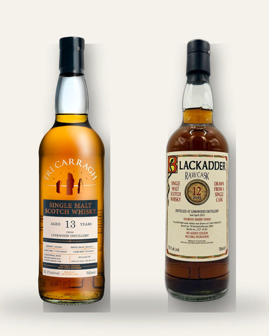The Linkwood Duo: Tri Carragh 13 Year PX Finish and Blackadder Raw Cask 12 Year Oloroso Finish