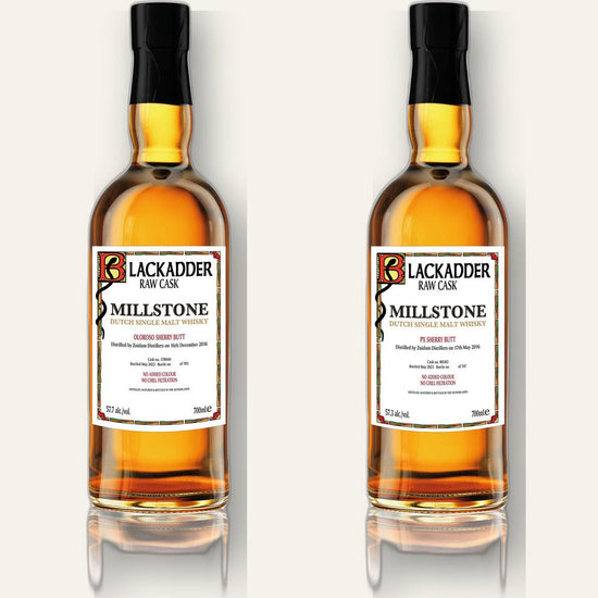 The Millstone Sherry Duo: Blackadder Millstone Oloroso Cask 17B040 and PX Cask B0302