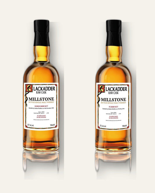 The Millstone Sherry Duo: Blackadder Millstone Oloroso Cask 17B040 and PX Cask B0302
