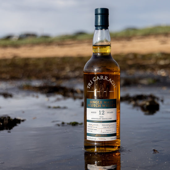 Tri Carragh Aberfeldy 12 Year on the shore