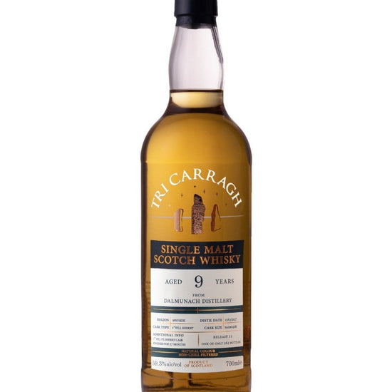 Tri Carragh Dalmunach 9 Year, 1st fill PX sherry barrique finish, Release 11, bottle