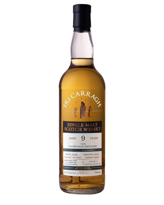 Tri Carragh Dalmunach 9 Year, 1st fill PX sherry barrique finish, Release 11, bottle