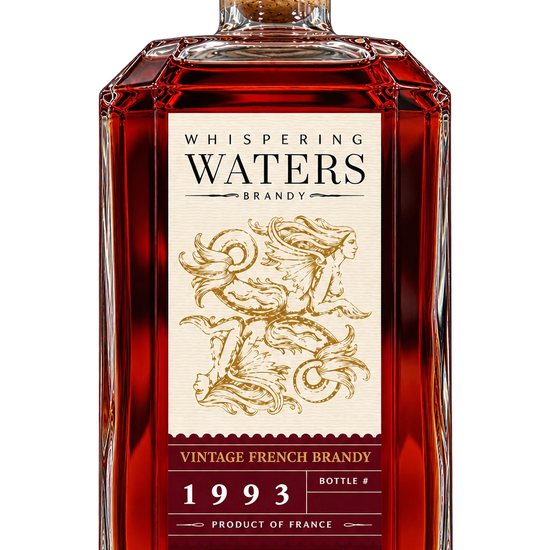 Whispering Waters Vintage French Brandy 1993, 33 Year, label mockup